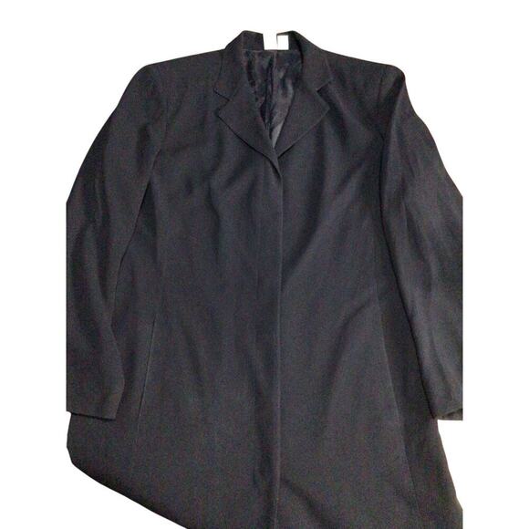 Anne Klein Navy Collared Long Sleeves Padded Shoulder Long Blazer Coat Jacket 16 - Picture 3 of 11